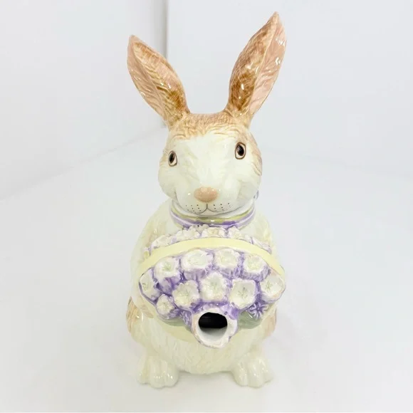 Longaburger Bunny Rabbit Lidded Spring Easter Collectible Ceramic Pitcher - Picture 5 of 16